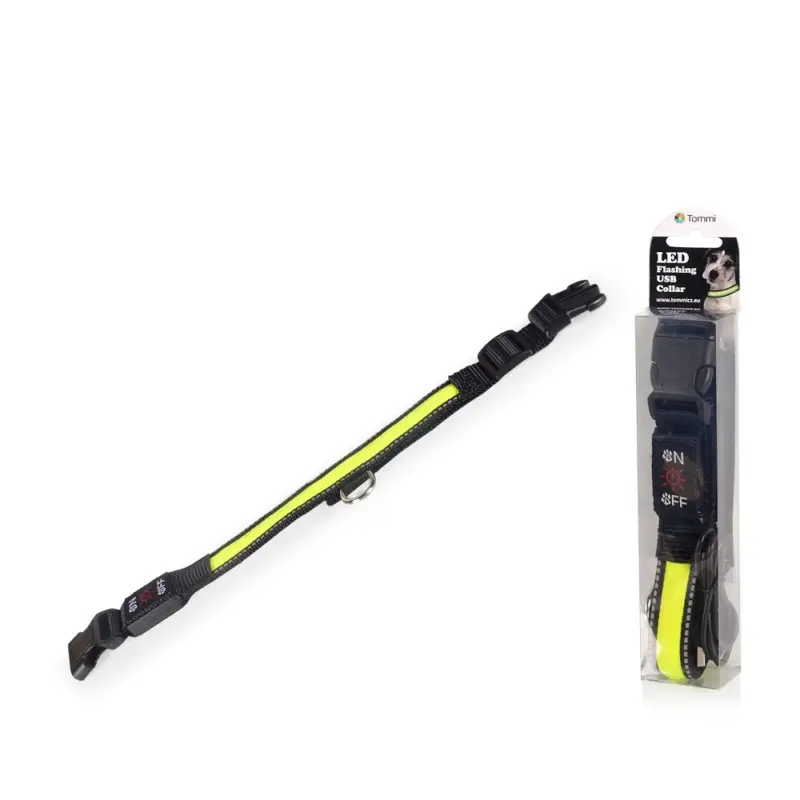 Zlevněný LED obojek dobíjecí USB/vel.M 40-50cm/ zelený