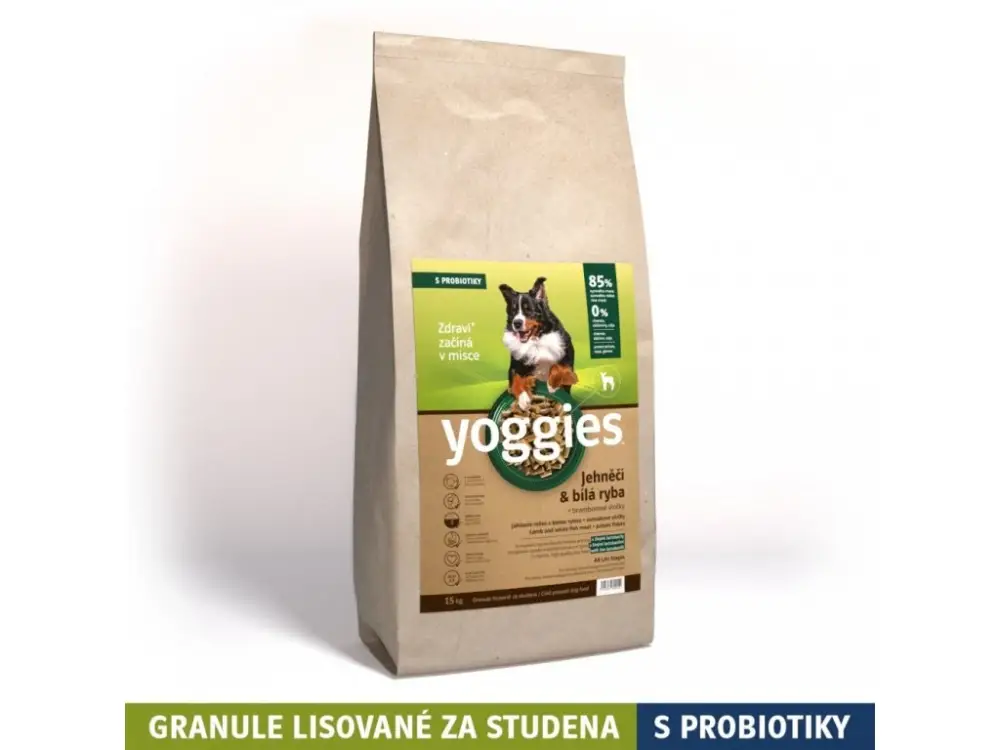 Nakupujte Hned Yoggies granule jehněčí a bílá ryba 15 kg+ Dáreček k objednávce