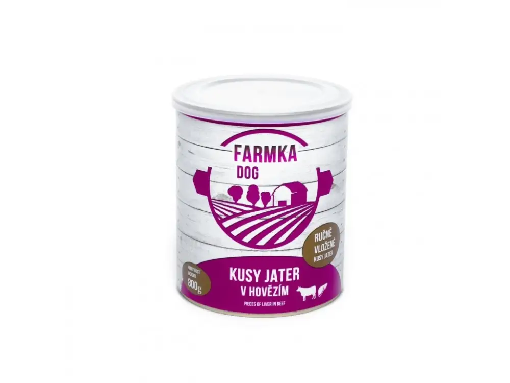 Konzerva Farmka Dog s játry 800 g Dokud Zásoby Vydrží