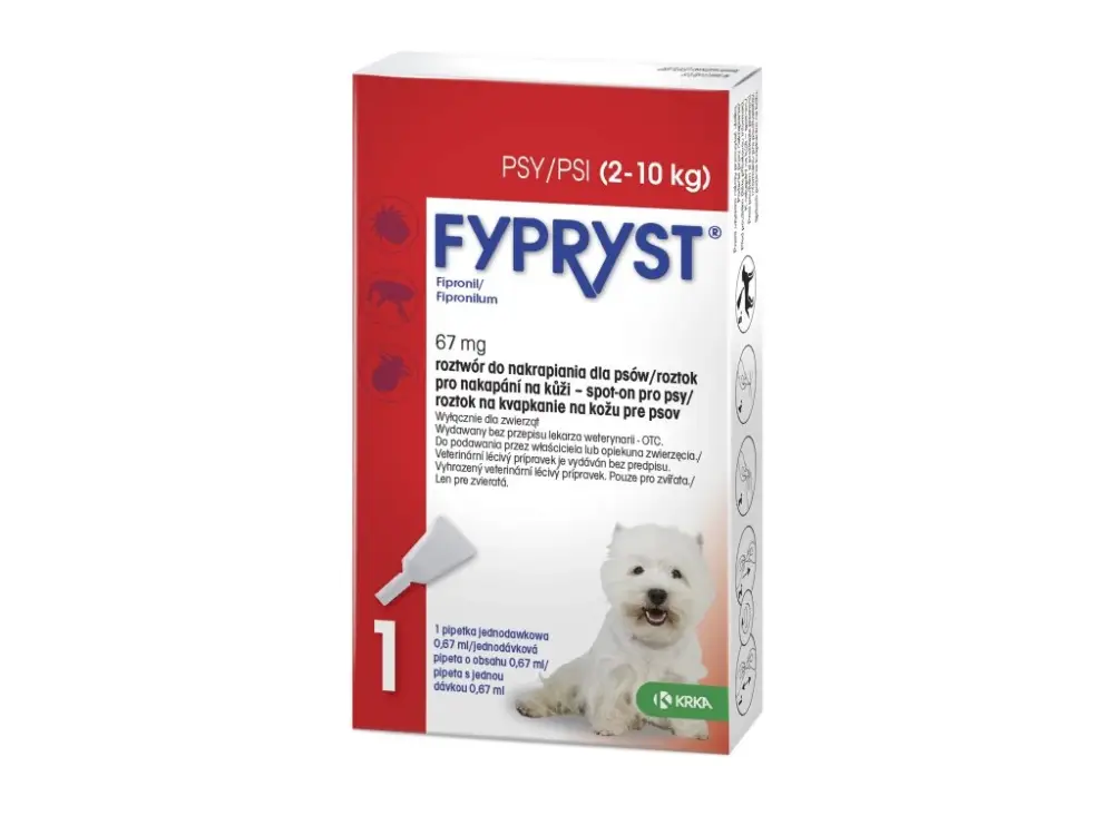 Časově Omezené Fypryst Spot-on Dog S sol 1x0,67ml (2-10kg)