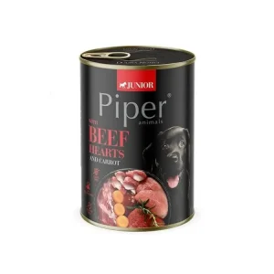 Bezpečná Platba PIPER JUNIOR s hovězím srdcem a mrkví, konzerva pro štěňata 400g