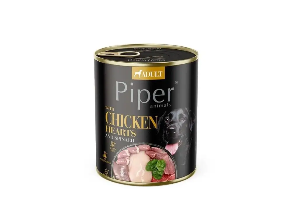 NEW PIPER s kuřecími srdíčky a špenátem, konzerva pro psy Tovární Cena