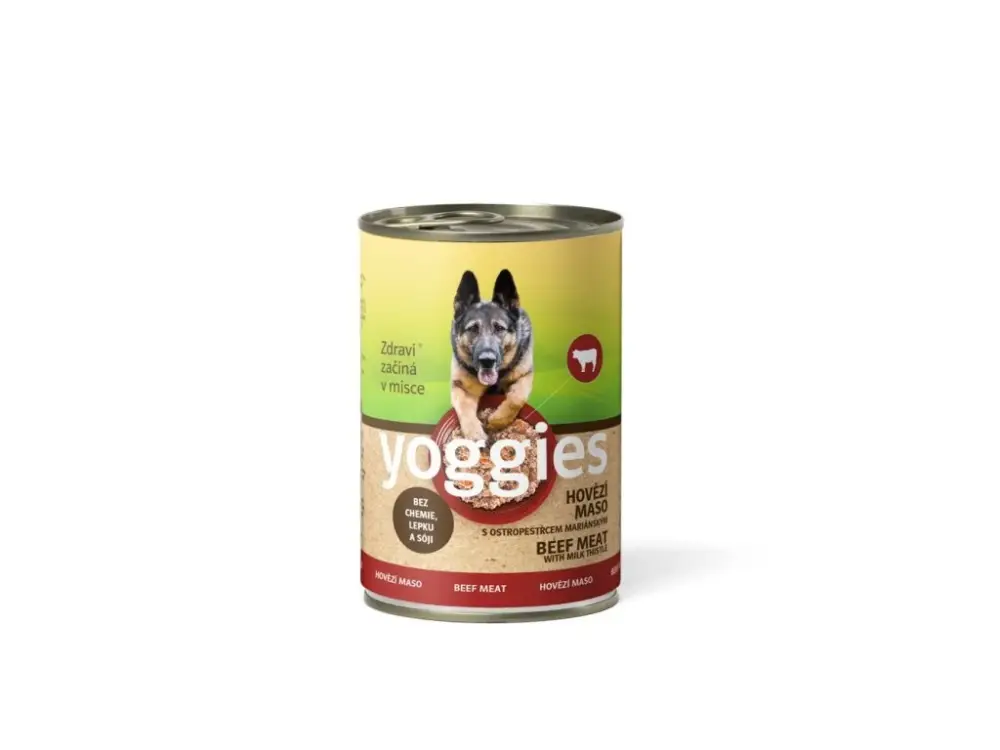 400g Yoggies hovězí konzerva s ostropestřcem mariánským Sleva