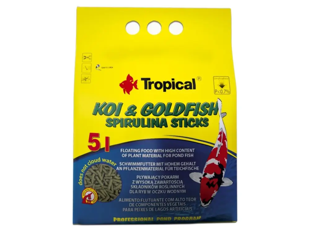 Akce Tropical Koi&Goldfish Spirulina Sticks 5l sáček
