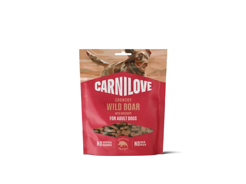 Vysoce Kvalitní CARNILOVE Dog CRUNCHY Snack Wild Boar with Rosehips 200 g