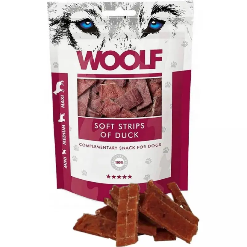 Novinka WOOLF pochoutka soft strips of duck 100g