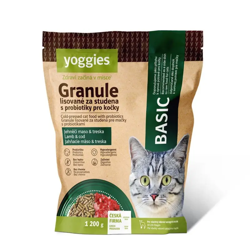 Levný Yoggies Cat Basic 1,2kg
