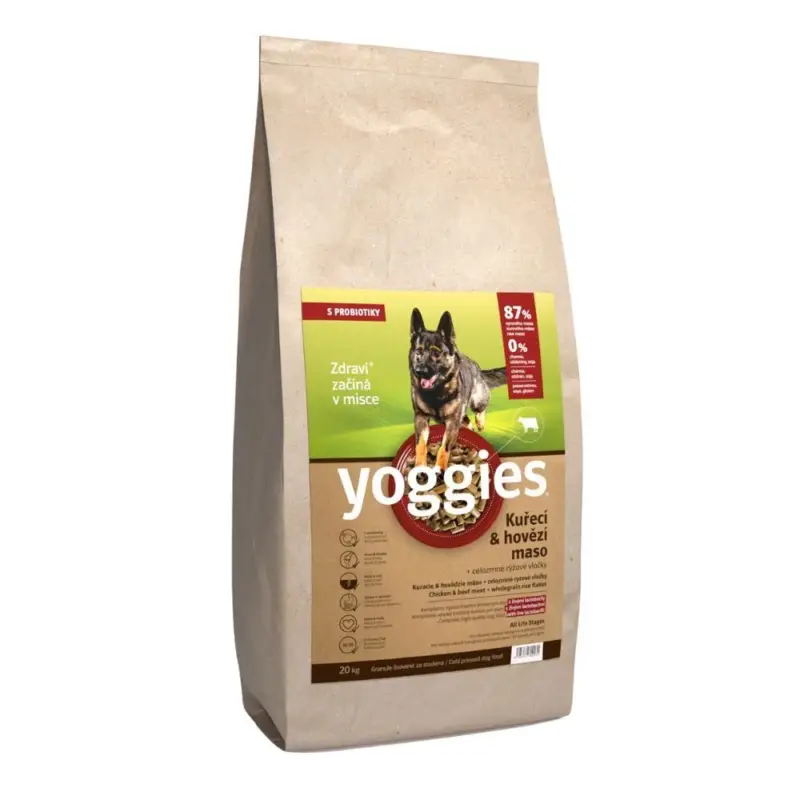 Expresní Doručení Yoggies s kuřecím a hovězím masem 20kg+ dárek Kostičky masové 20ks