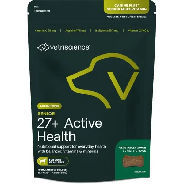 VetriScience 27+ Active Health Canine Plus Senior Multivitamin 210g/60ks Akční Cena