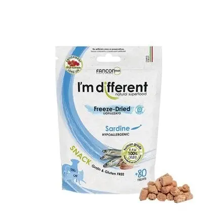 Vysoce Kvalitní I´M DIFFERRENT SNACK sardinky - mrazem sušený pamlsek, 40 g