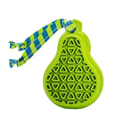 Aktuální Dentální hračka hruška přírodní guma pro štěňata s látkovým střapcem 9 cm HipHop