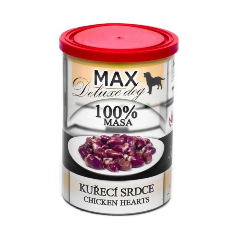 MAX Deluxe Dog kuřecí srdce, konzerva 400 g Pouze Dnes
