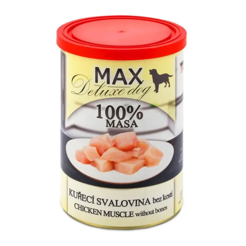 Levný Sokol Falco MAX Deluxe Dog kuřecí svalovina bez kosti, konzerva 400 g