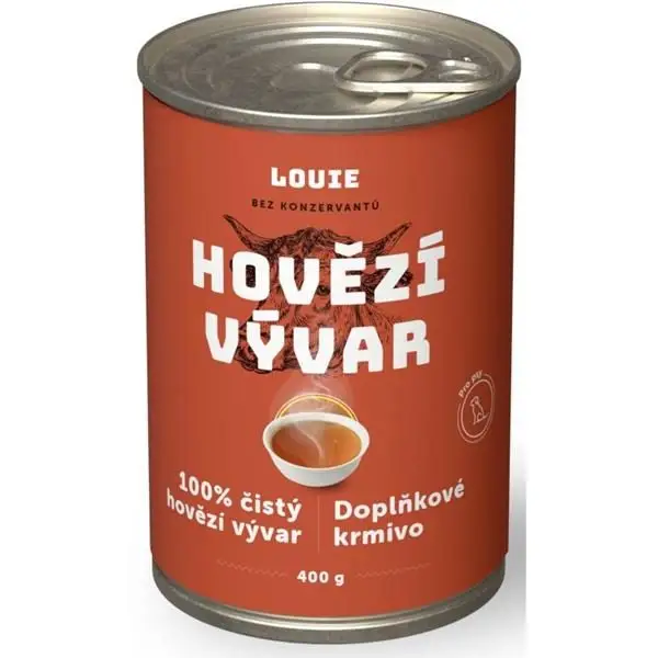 Značkový Louie konzerva pro psy - Hovězí vývar 400 g