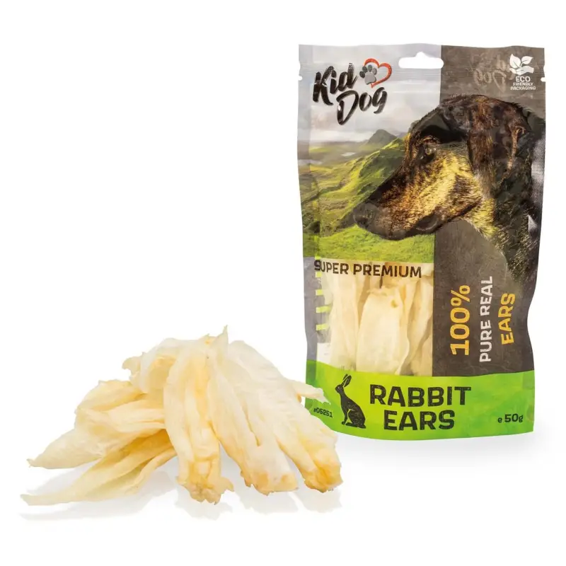 KIDDOG SUPER PREMIUM 100% přírodní králičí uši 50 g Levný