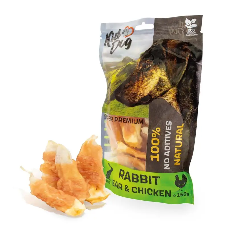KIDDOG SUPER PREMIUM 100% kuřecí prsa na králičím uchu 150 g Finální Výprodej