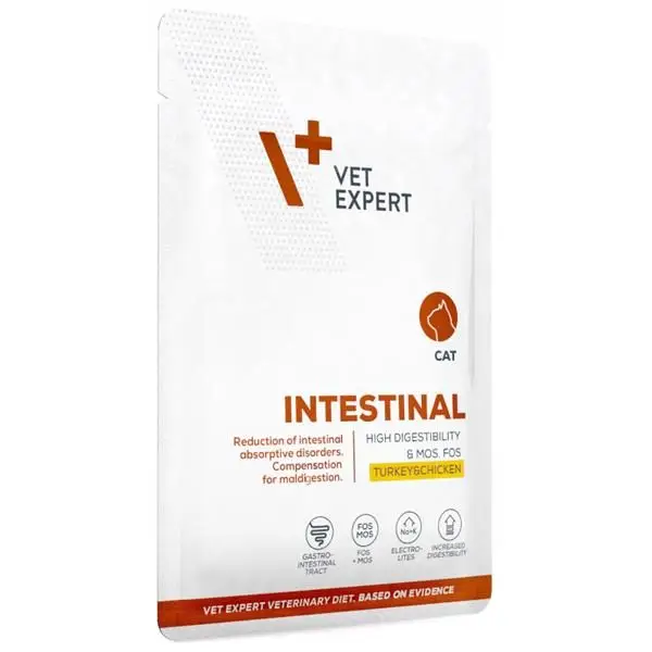Super Cena VetExpert Veterinary Diet Intestinal cat Krůta&Kuře kapsička 100 g
