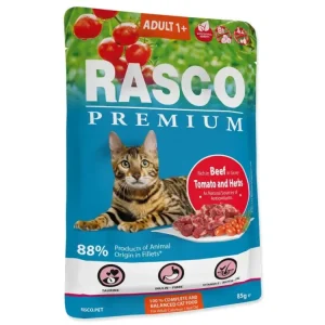 Kapsička Rasco Premium Adult hovězí s rajčaty a bylinkami 85g Dokud Zásoby Vydrží