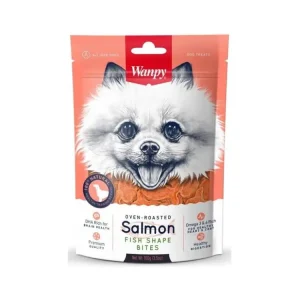 Autentický Wanpy Dog Salmon Fish Shape bites 100g