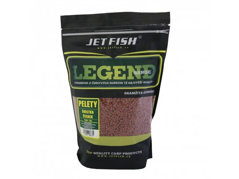 Jet Fish Legend Range Pelety ŠVESTKA ČESNEK 4mm 1kg Oblíbený