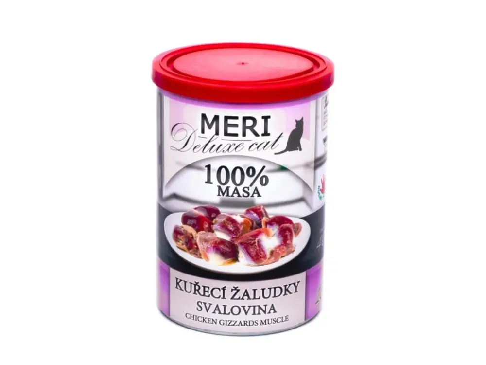 MERI Deluxe Cat kuřecí žaludky svalovina, konzerva 400 g Výhodná Nabídka