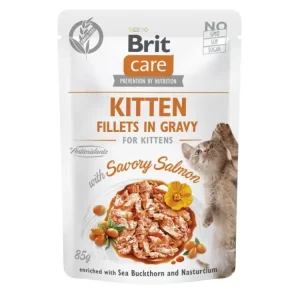 Brit Care Cat Fillets in Gravy Kitten Savor.Salmon 85g Nejprodávanější