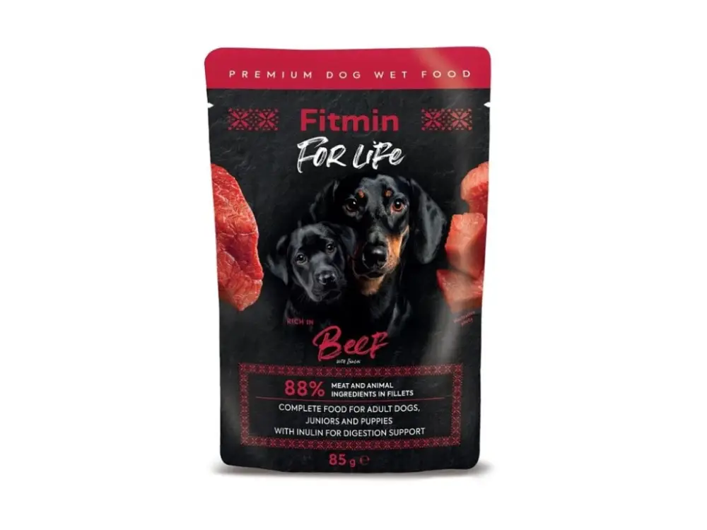 Časově Omezené Fitmin Dog For Life pouch adult puppy beef with inulin 85 g