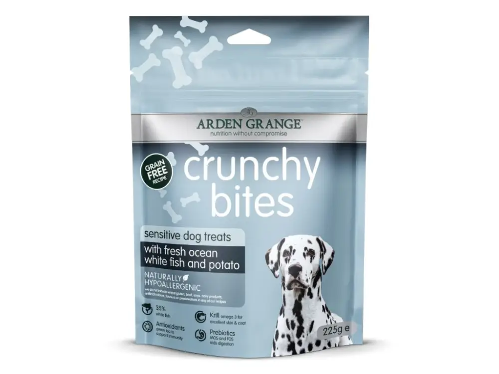 Arden Grange Crunchy Bites GF Sen.Oc.Wh.Fish&Pot.225g Omezená Nabídka