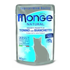 Rychlé Dodání Monge Natural kapsička tuňák v želé se sleděm pro kočky 80g