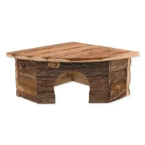 Domek SMALL ANIMAL Rohový dřevěný s kůrou 30 x 30 x 16 cm 1ks Výprodej