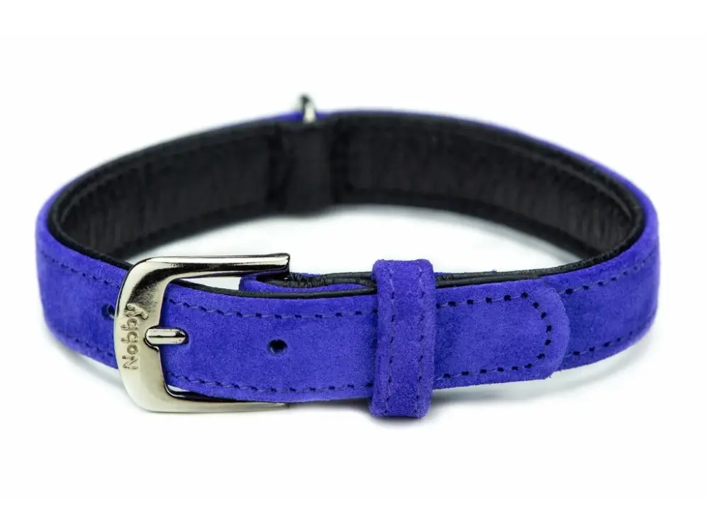 Nobby VELOURS obojek ze semišové kůže M 47cm fialová Aktuální