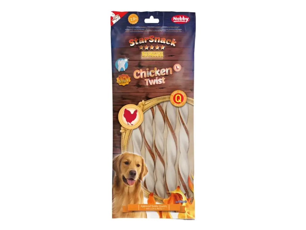Nobby StarSnack Chicken Twist žvýkací tyčky L 25cm 150g Cenově Výhodný