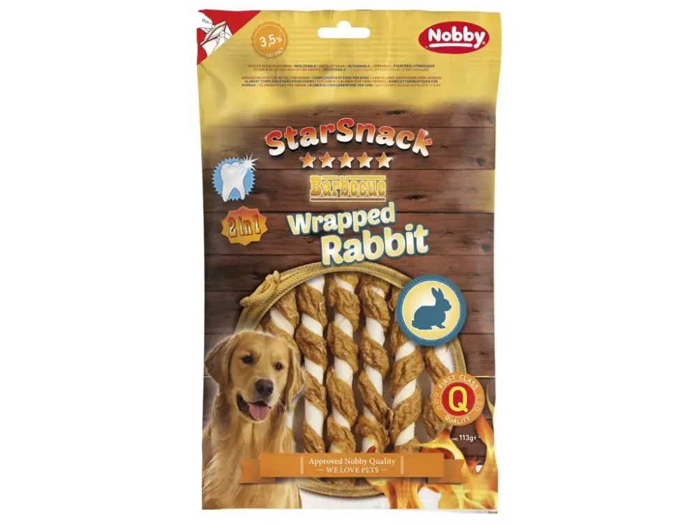 Nobby StarSnack Wrapped Rabbit králičí tyčinky 113g Rychlé Dodání