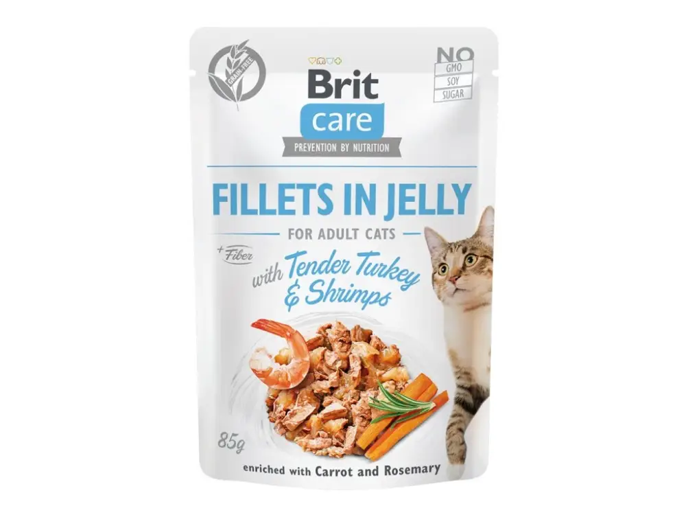 Brit Care Cat Fillets in Jelly with Turkey&Shrimps 85g Pouze Dnes