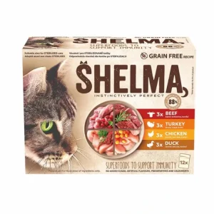 Aktuální SHELMA Cat multipack kapsička kuřecí, hovězí, kachní a krůtí 12x85g