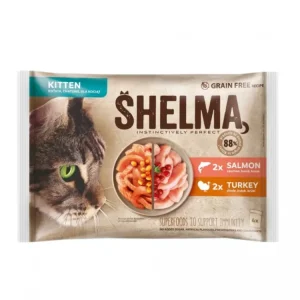 Autentický SHELMA Kitten kapsička losos a krůta 4x85g