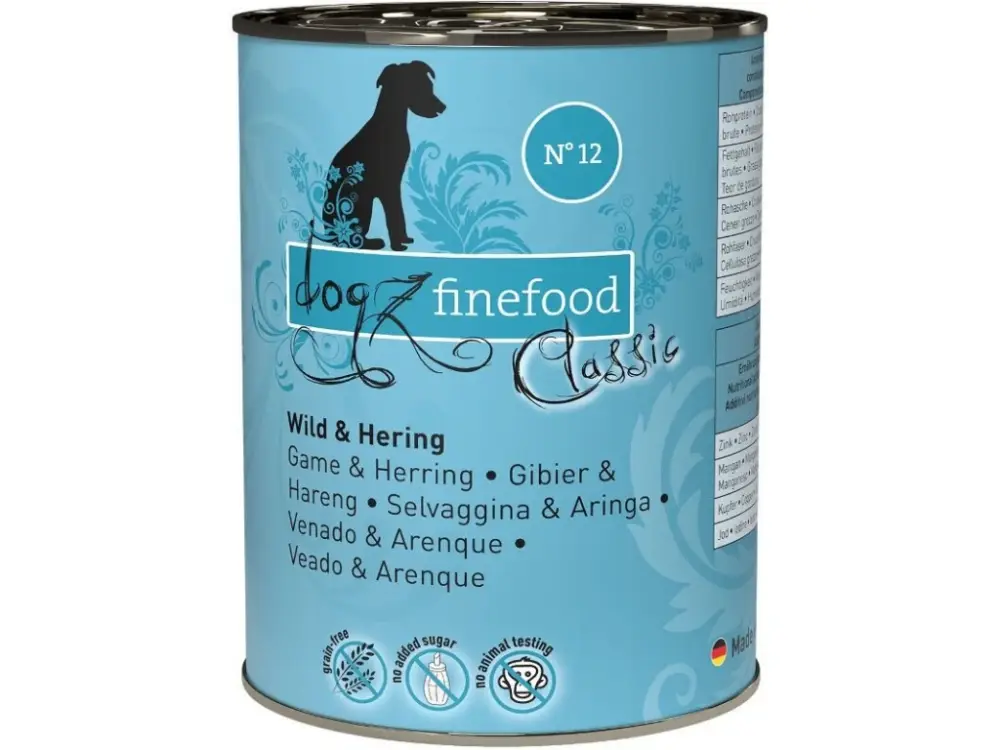 Bezpečná Platba Konzerva Dogz Finefood No.12 se zvěřinou a sledím masem 400 g