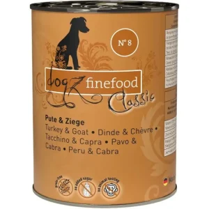 Koupit Online Konzerva Dogz Finefood No.8 s krůtím a kozím masem 400 g