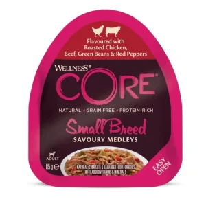 Konzerva Wellness Core Dog Savoury Medleys Adult Small kuře, hovězí, fazole a paprika 85g Speciální Cena