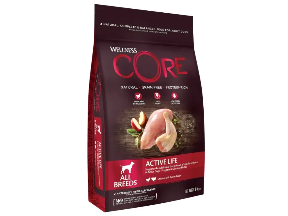 Wellness Core Dog Active Life All Breeds kuře a krůta 10kg Kup Teď