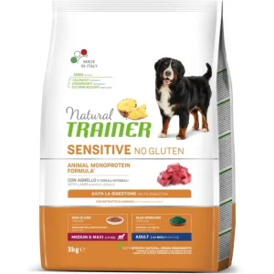 Nejprodávanější Trainer Natural Sensitive No gluten Adult Medium/Maxi jehněčí 3kg