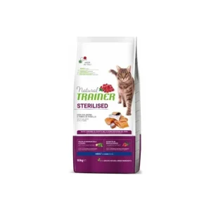 TRAINER Natural Cat STERILISED losos 10kg Tovární Cena