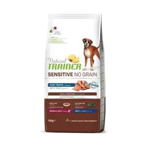 Finální Výprodej Trainer Natural Sensitive dog NO GRAIN M/M pstruh 12kg