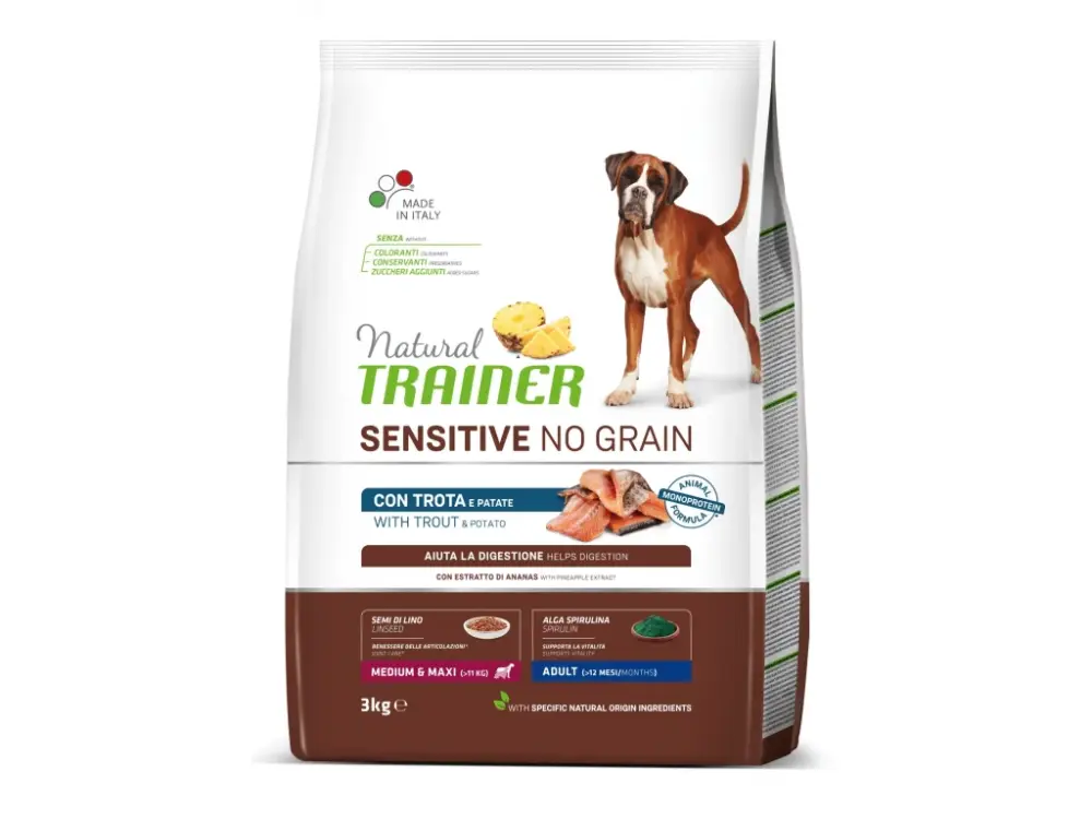 Akce Trainer Natural Sensitive dog NO GRAIN M/M pstruh 3kg