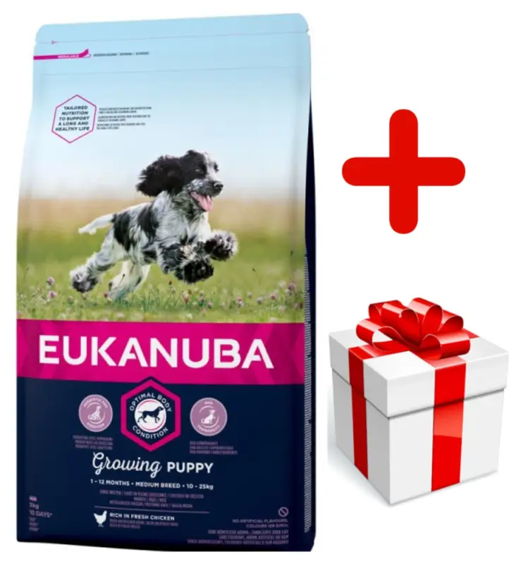 Výhodná Nabídka EUKANUBA Puppy&Junior Medium Breed 15kg + Překvapení pro psa