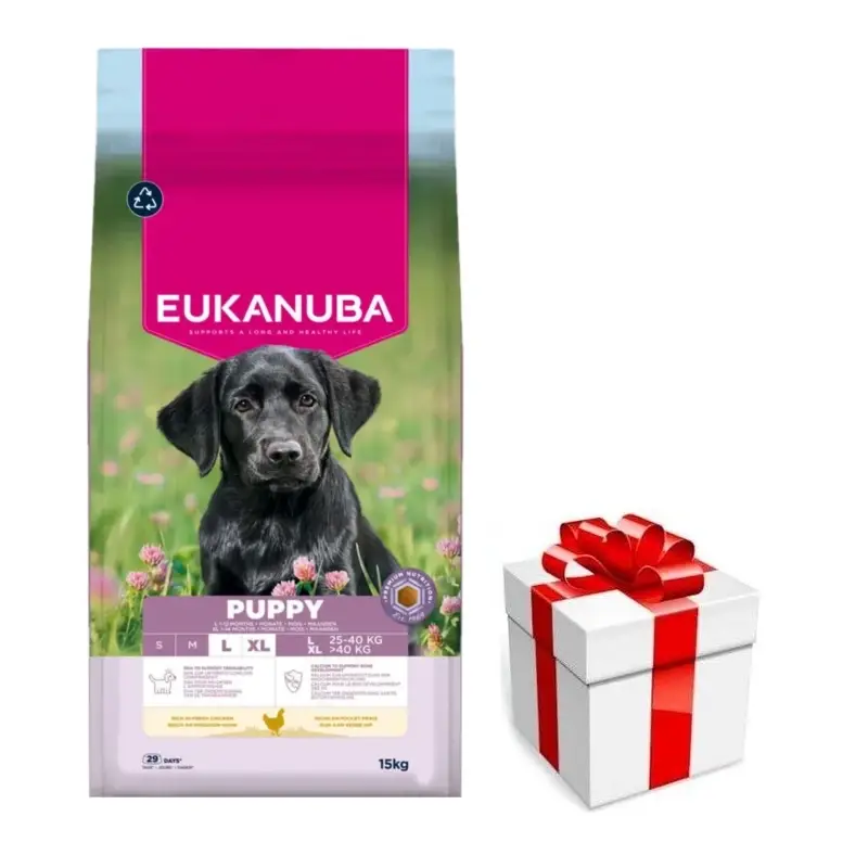 Nejprodávanější EUKANUBA Puppy&Junior Large Breed 15kg + Překvapení pro psa
