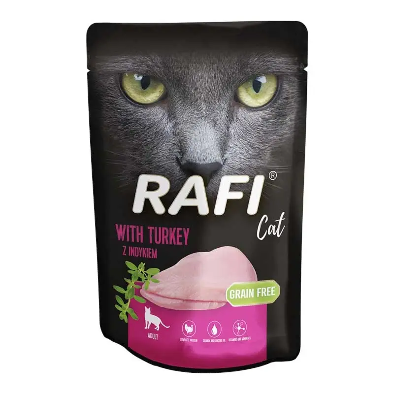 Vysoce Kvalitní RAFI Cat Adult s krůtím masem 10x100g