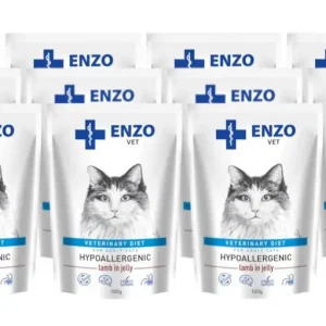 Hit Sezóny ENZO VET Hypoallergenicpro kočky s jehněčím masem v želé 10x100g + 2x100g Gratis
