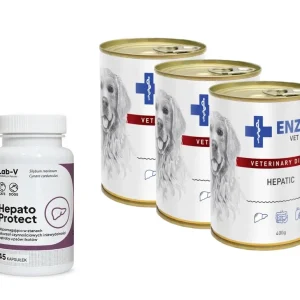 Sleva ENZO VET Hepatic na onemocnění jater pro psy 3x400g + LAB-V Hepato Protect 45 tablet