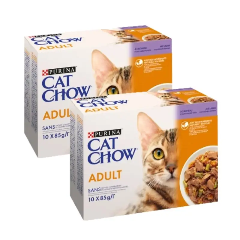 Nízká Cena PURINA Cat Chow Krmivo pro dospělé kočky s jehněčím masem a zelenými fazolkami v želé 20x85g